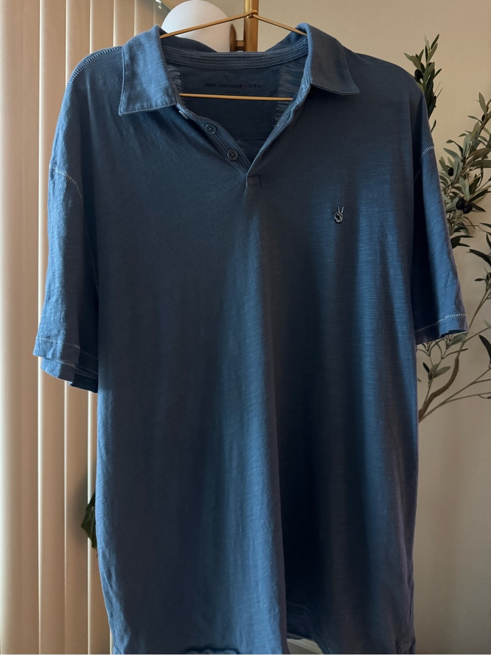 John Varvatos U.S.A. Blue Peace Sign Polo Shirt XL